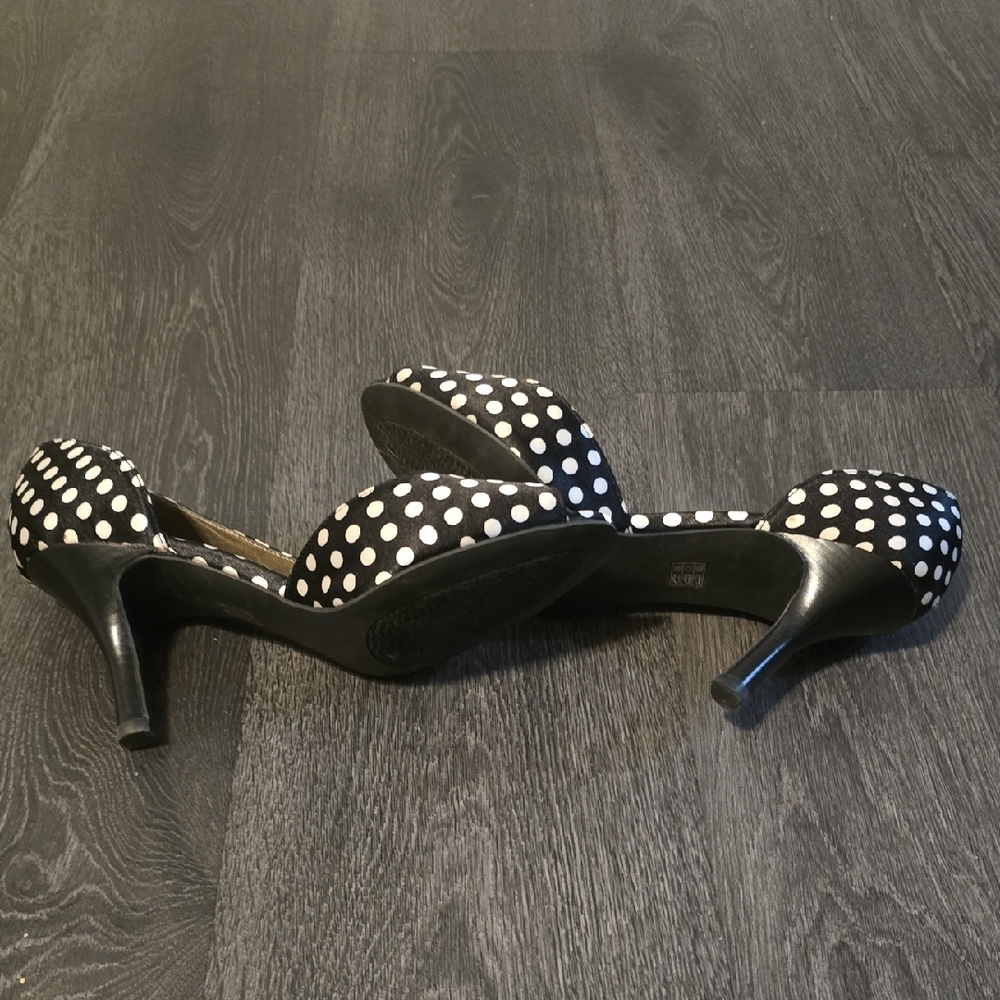 Reflex Black and White Polka Dot Peep Toe Heels - Picture 4 of 6